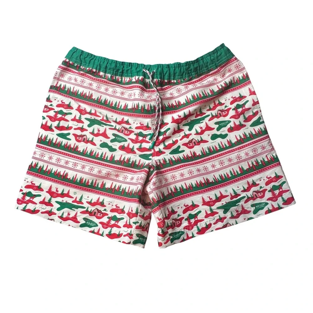Magellan Shorts Mens‎ M Red Fish Gear Holiday Cabin Pine Tree Water Repellent